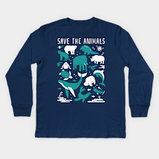 Save The Animals - Endangered Animals Kids Long Sleeve T-Shirt